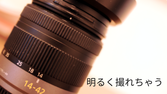 レンズフード付き　斜めにアップ　ズームレンズ　薄ピンクの背景　カメラ　写真 　GF1 　用途 　単焦点　違い　パンケーキレンズ 　