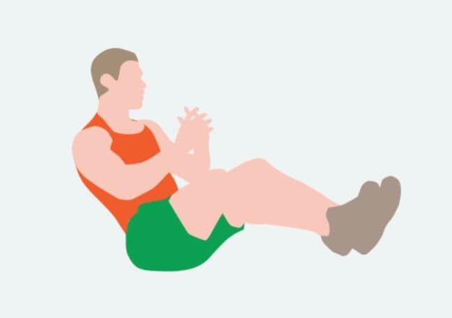 腹筋　アプリ　おすすめ　鍛える　トレーニング　無料　効果　カウント　便秘　オレンジのタンクトップを着た男性　座っている　手を組んでいる